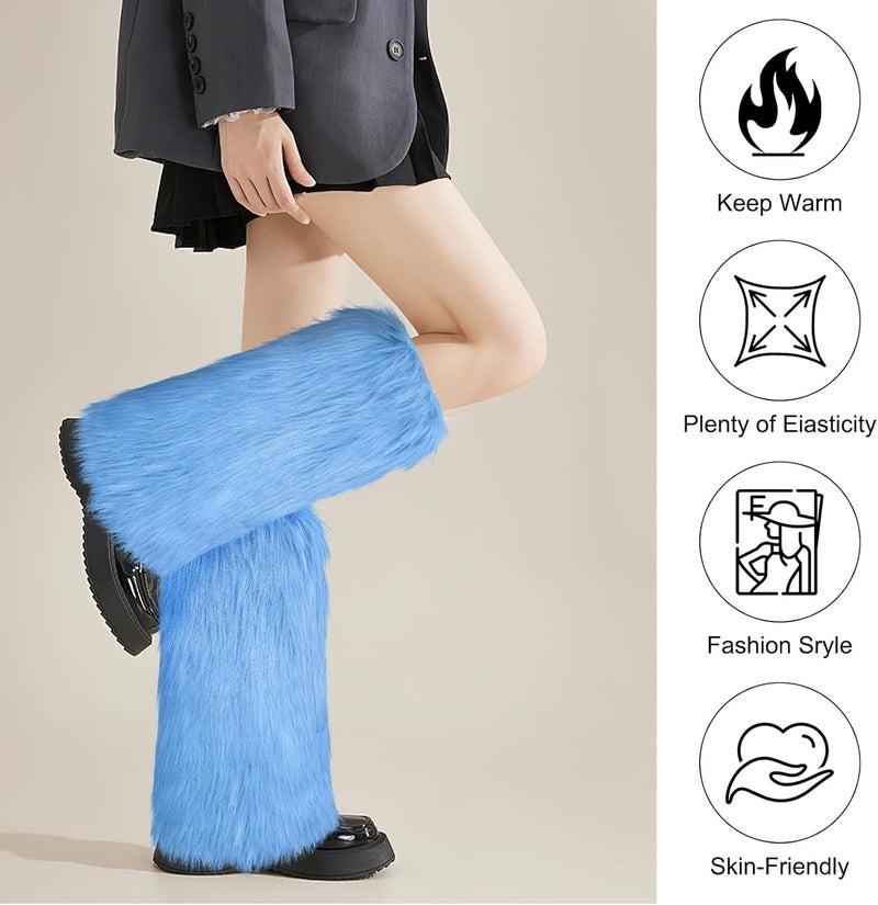 XEPST Faux Fur Fuzzy Leg Warmers Furry Boot Covers for Women, Warm Fuzzy Boot Cuff Boot Sleeves Leg Warmers for Party Costume - Image 4